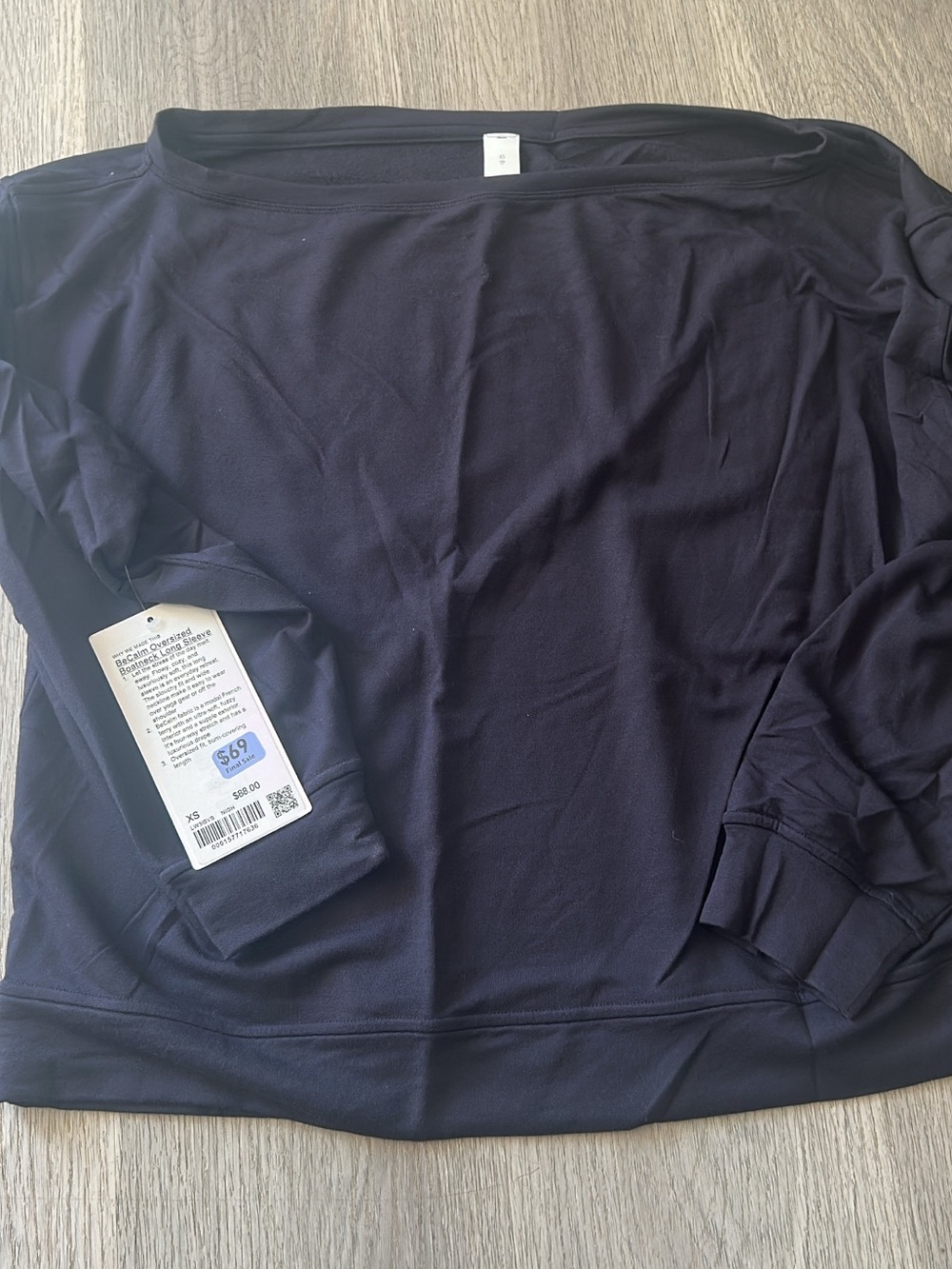 Lululemon boat neck be calm Long-Sleeve Lightweight Sweater in night fall XS